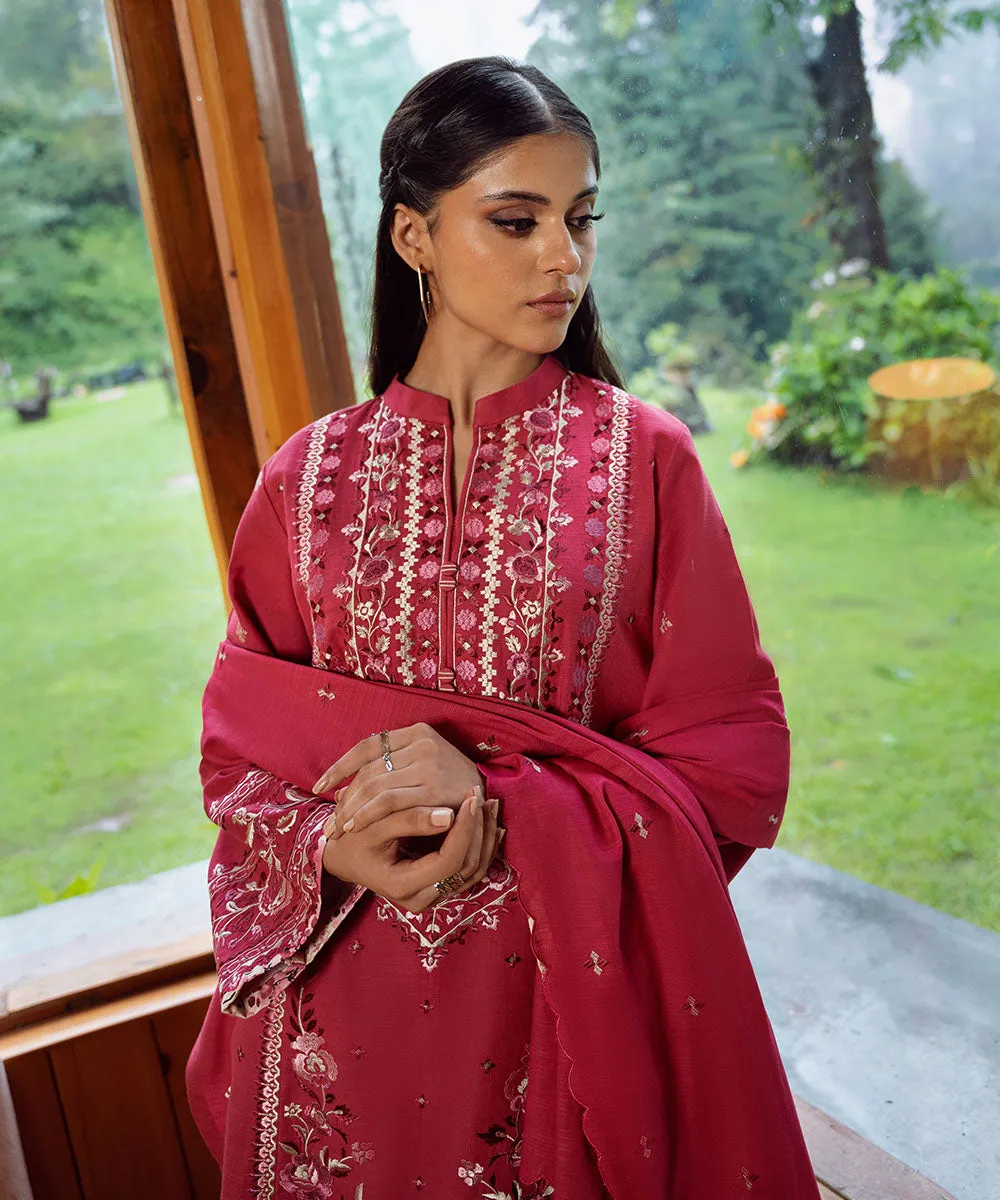 3 Piece - Embroidered Light Khaddar Suit