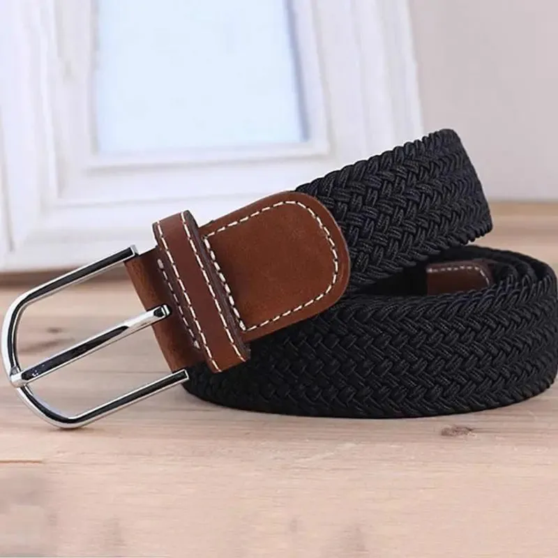 6 colors Gothic Men’s Stretch Belt Premium Leather Wide Elastic