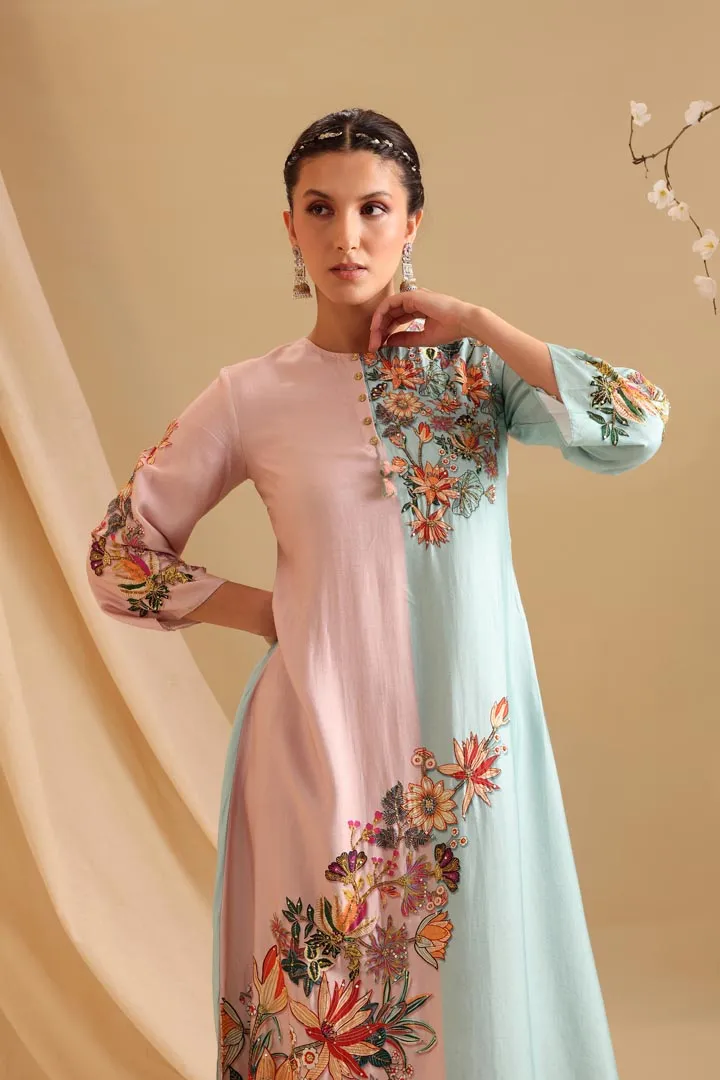 Aarani embellished colourblock dress