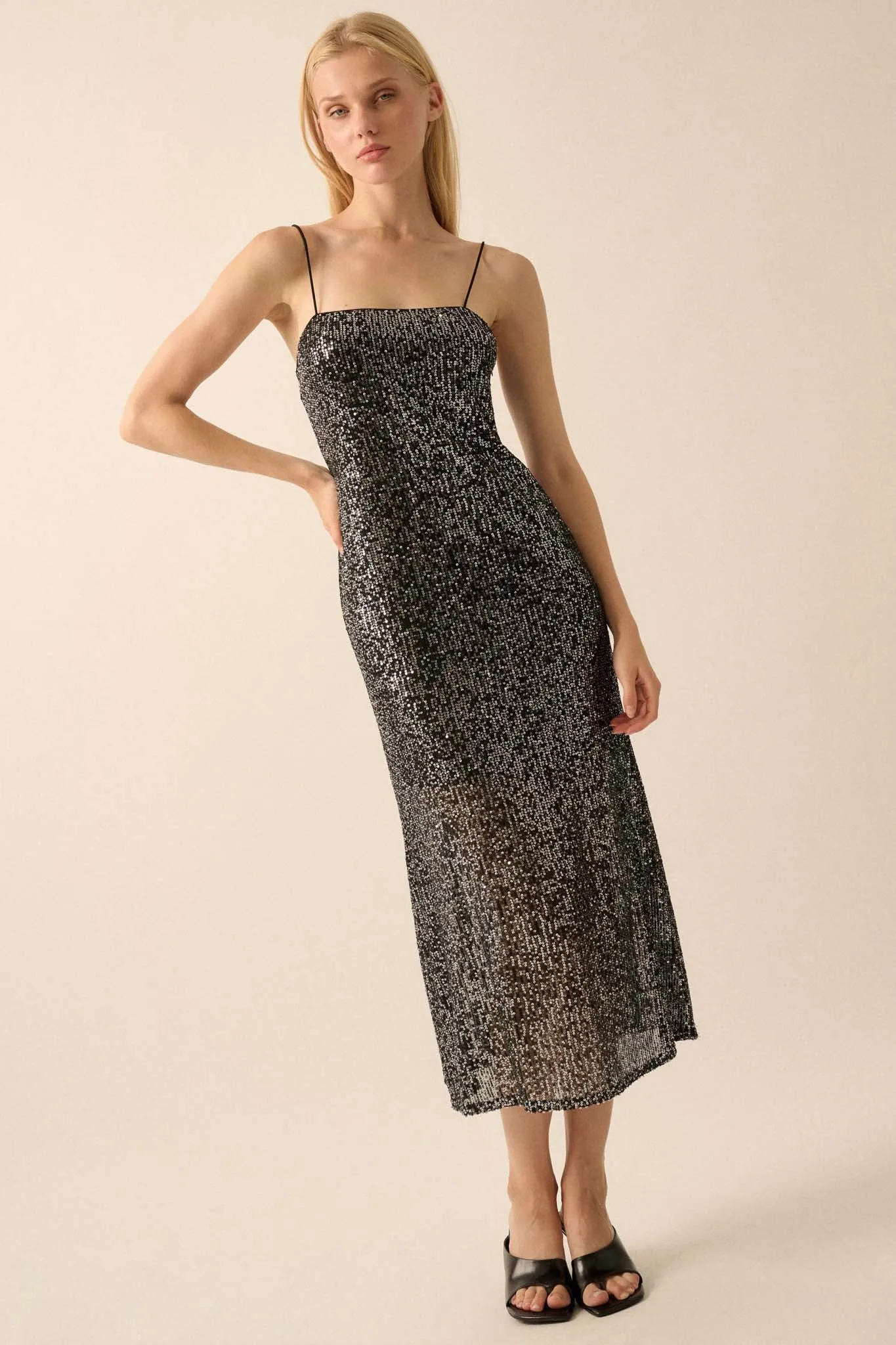 All That Glitters Sequin Midi Slip Dress