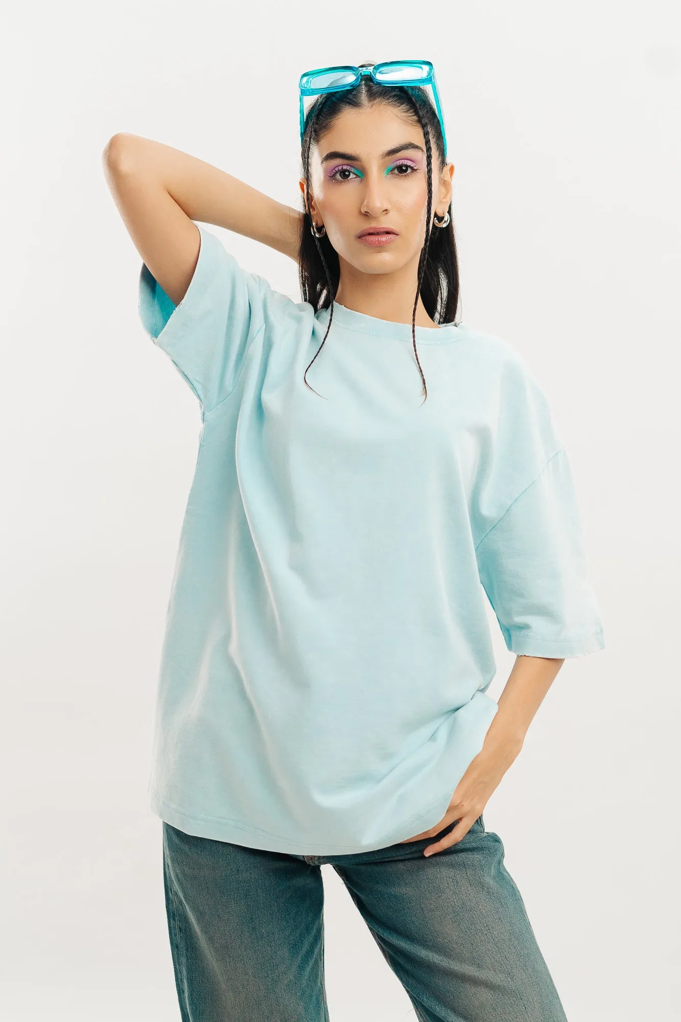 Azure Acid Wash Oversized Tees