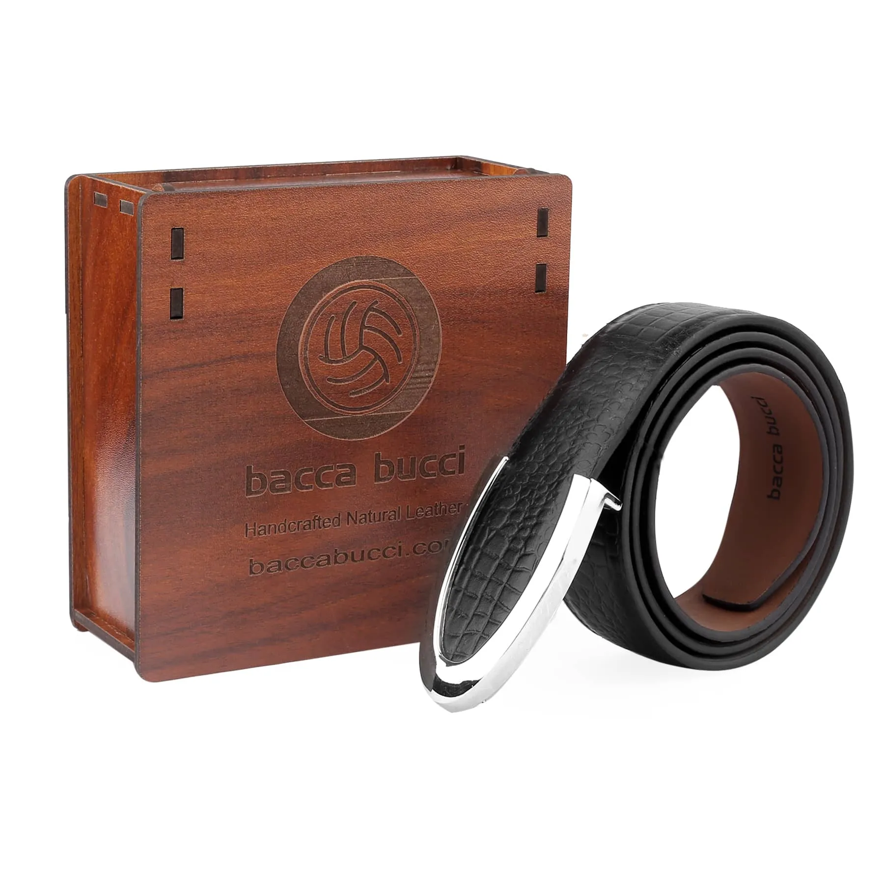 Bacca Bucci Genuine Leather Textured Semi Formal Dress Belts with a Stylish Finish and Nickel-Free Buckle