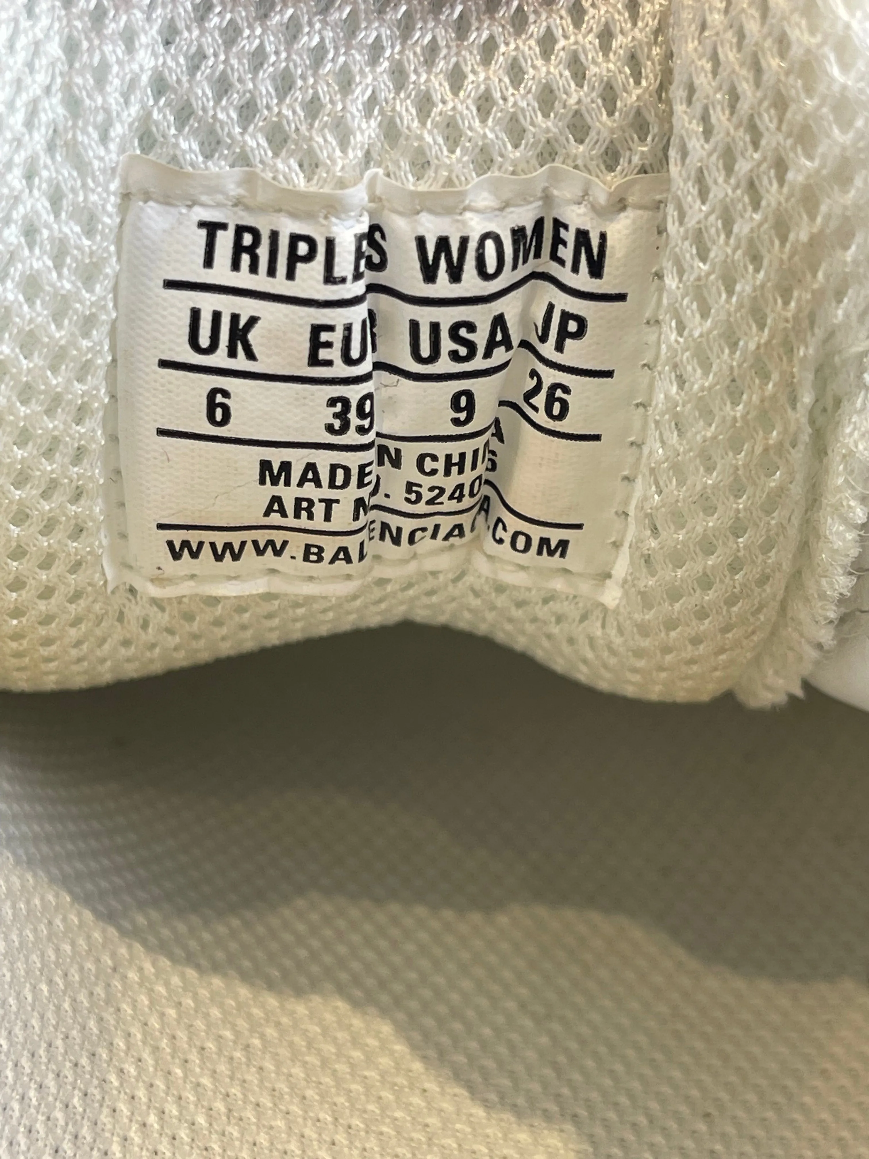 Balenciaga White "Triple S Trainers" - UK 6