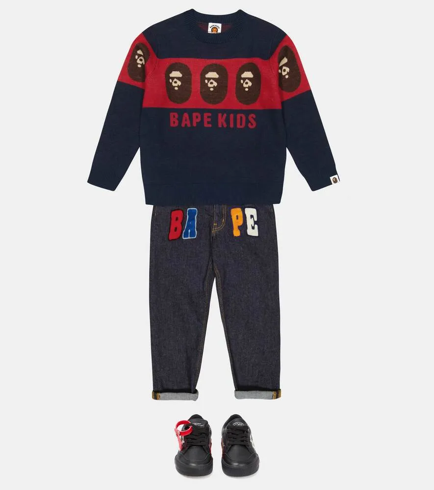 BAPE Wool Blend Intarsia Sweater, Blue