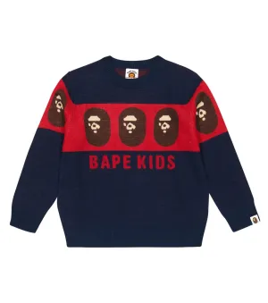 BAPE Wool Blend Intarsia Sweater, Blue