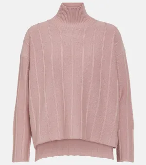 Beira ribbed natural wool sweater with high collar MAX MARA, pink