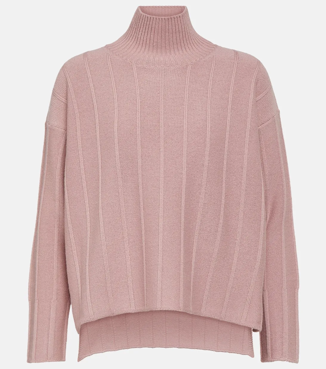 Beira ribbed natural wool sweater with high collar MAX MARA, pink