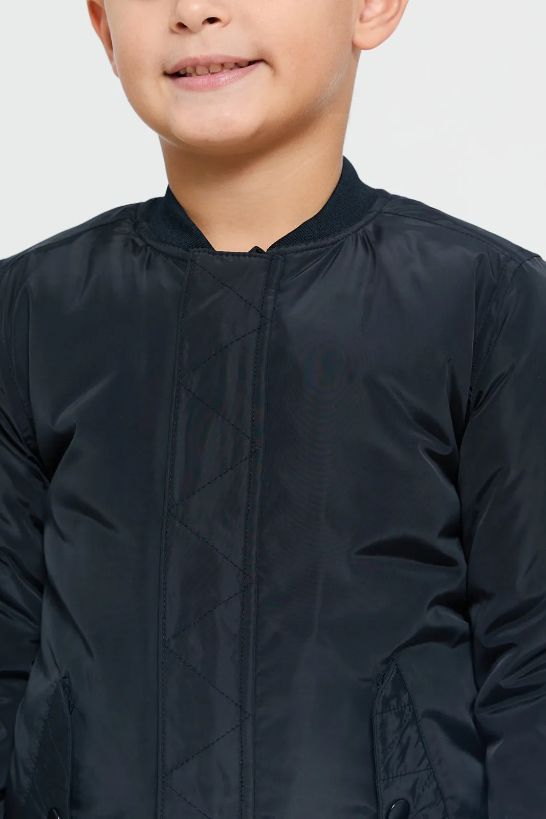 Boys Black Padded Bomber Jacket