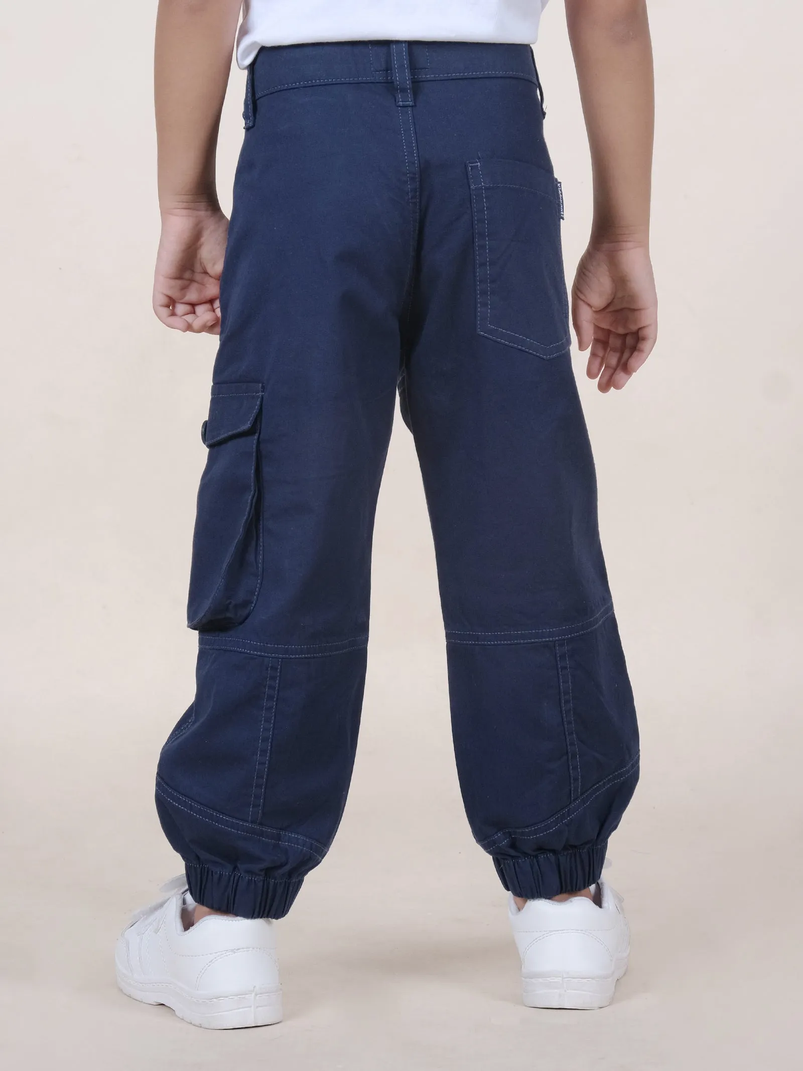 Boys Cotton Solid Cargo Pant