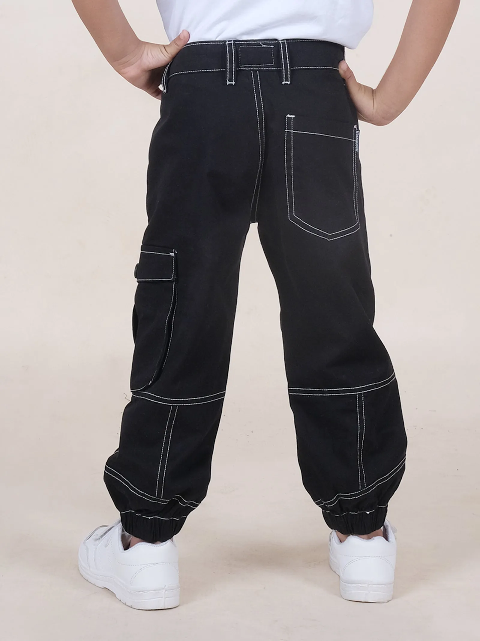 Boys Cotton Solid Cargo Pant