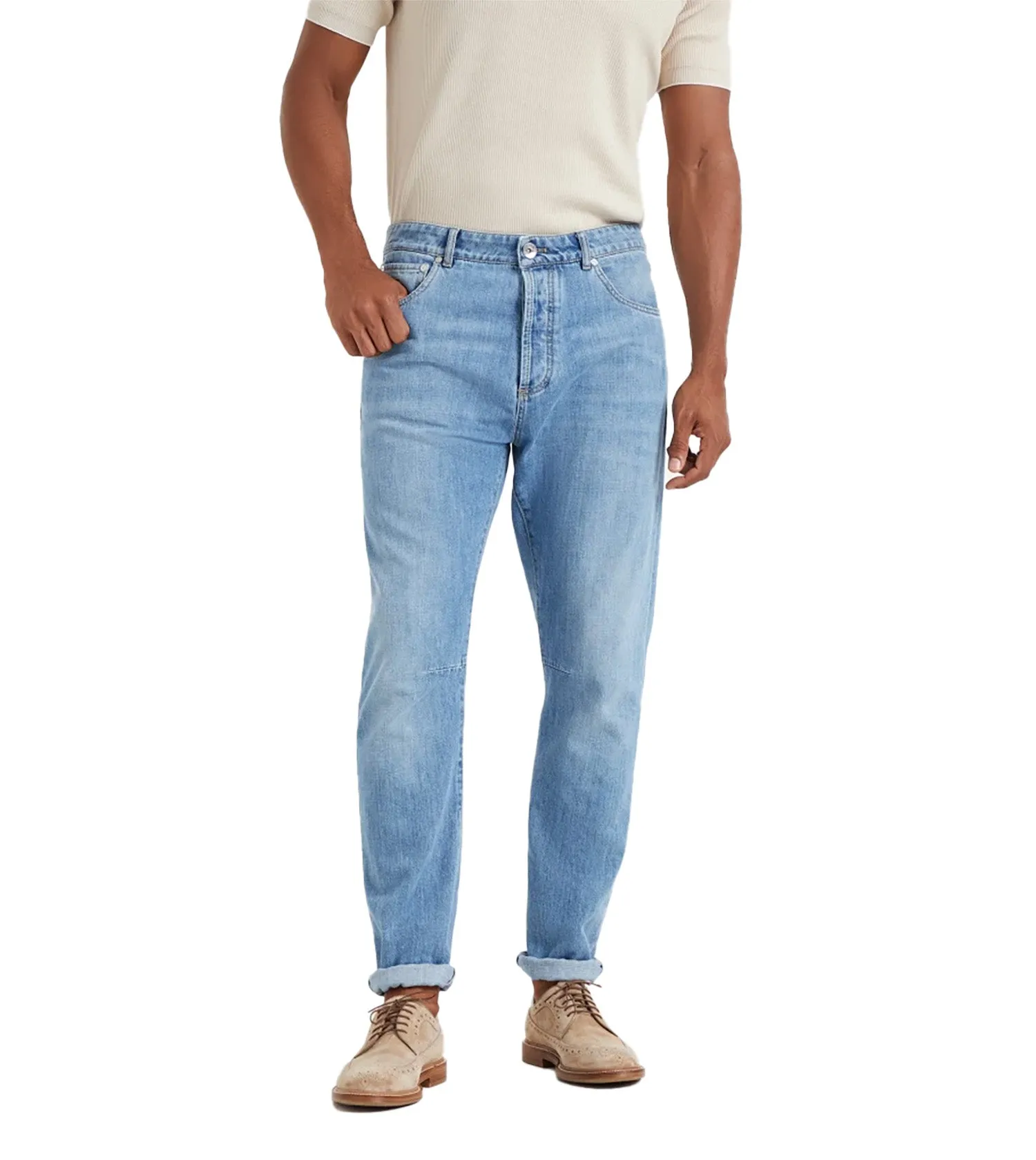 BRUNELLO CUCINELL Light Wash Denim Pant