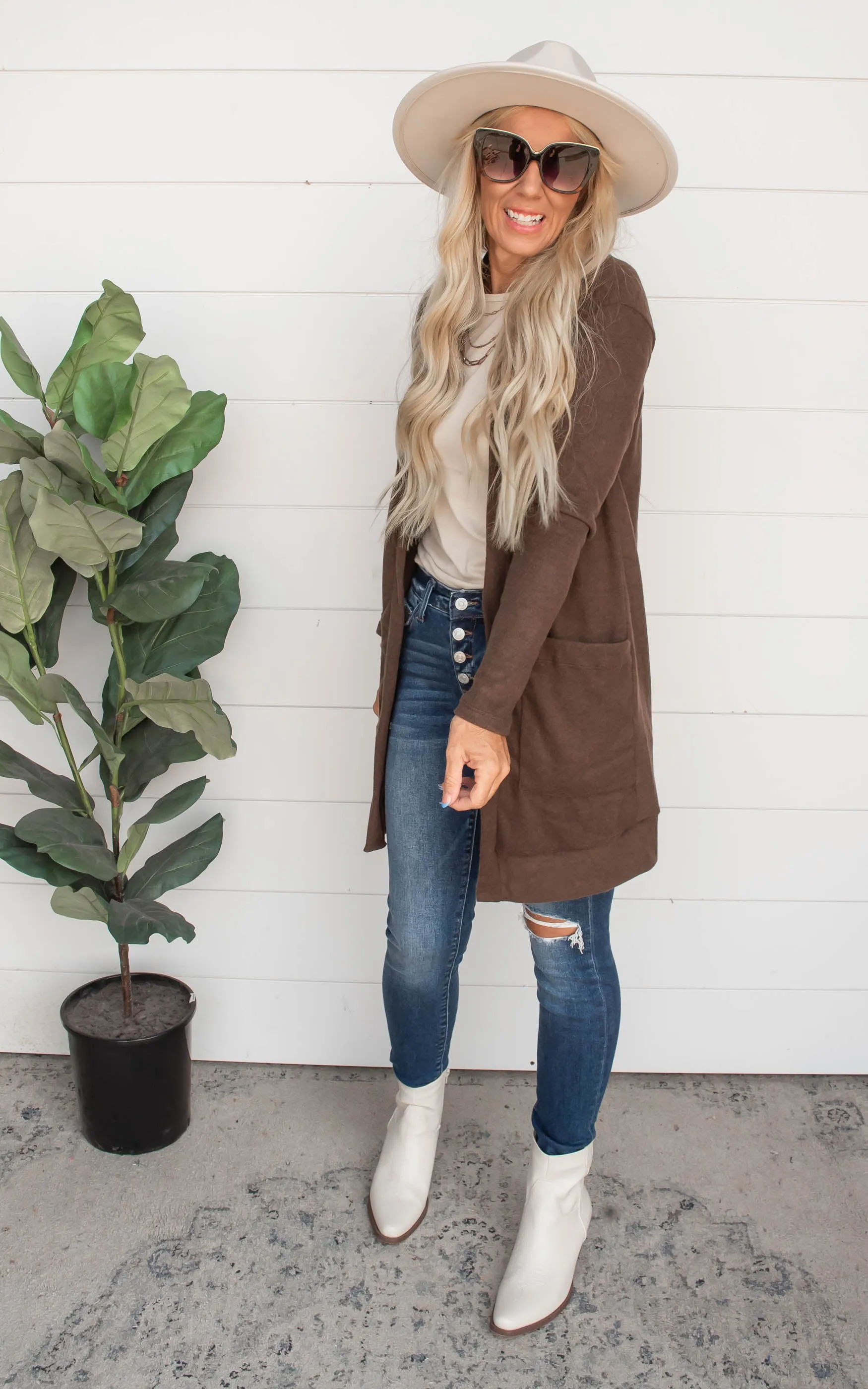 Brushed Knit Long Cardigan - Final Sale