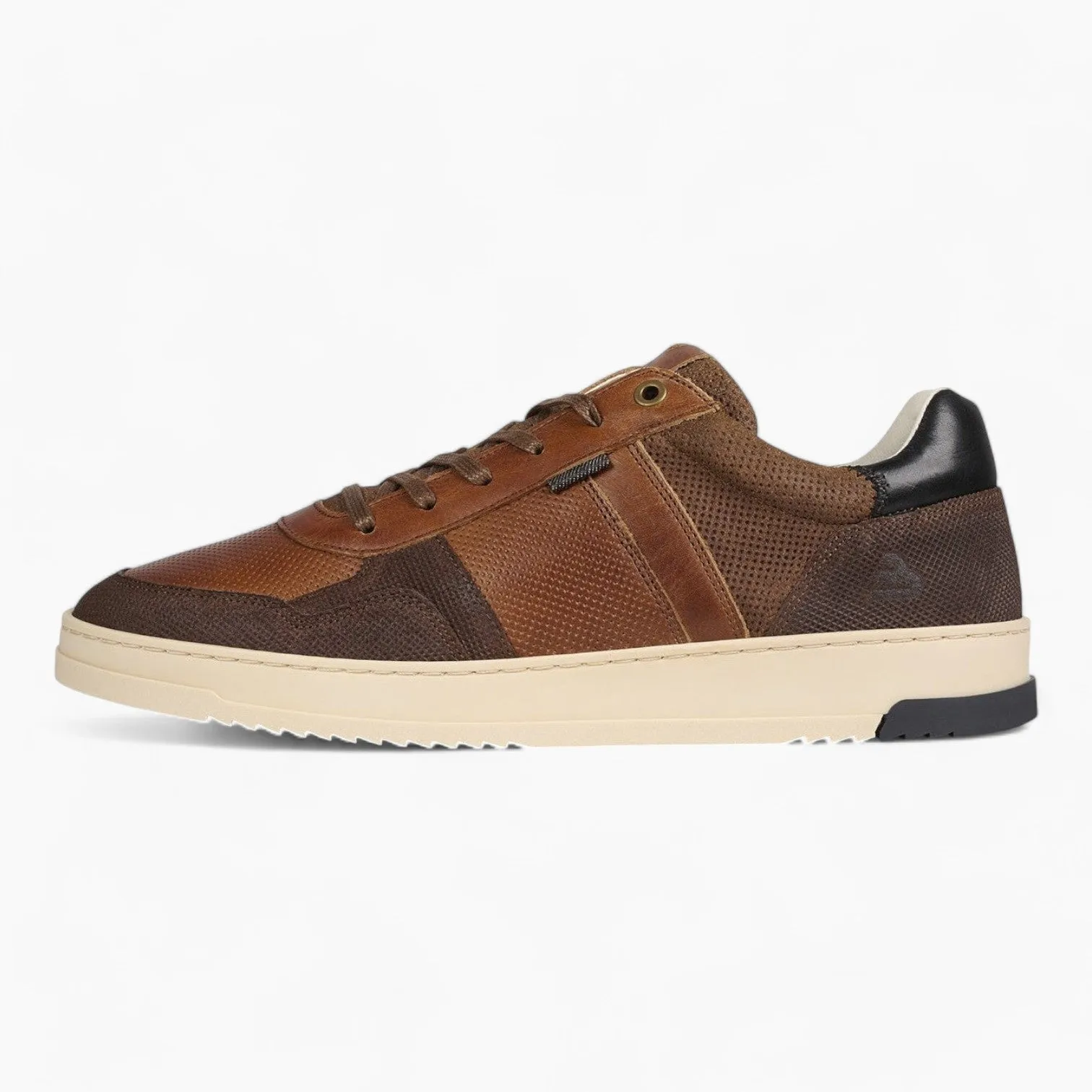 BullBoxer Cognac Leather Sneakers with Off-White Sole