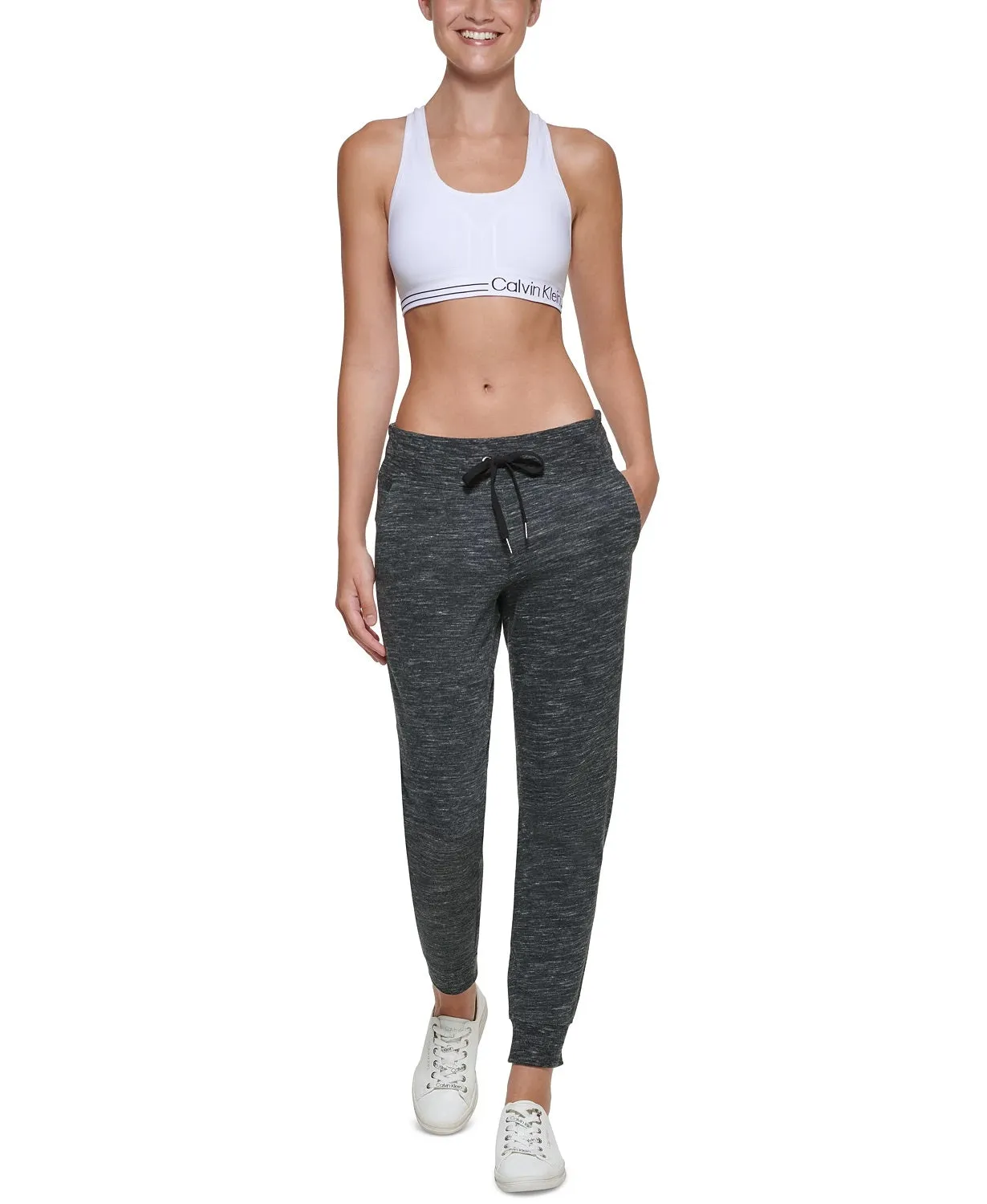 Calvin Klein Performance Woman's Logo Joggers, Heather Grey, XXL