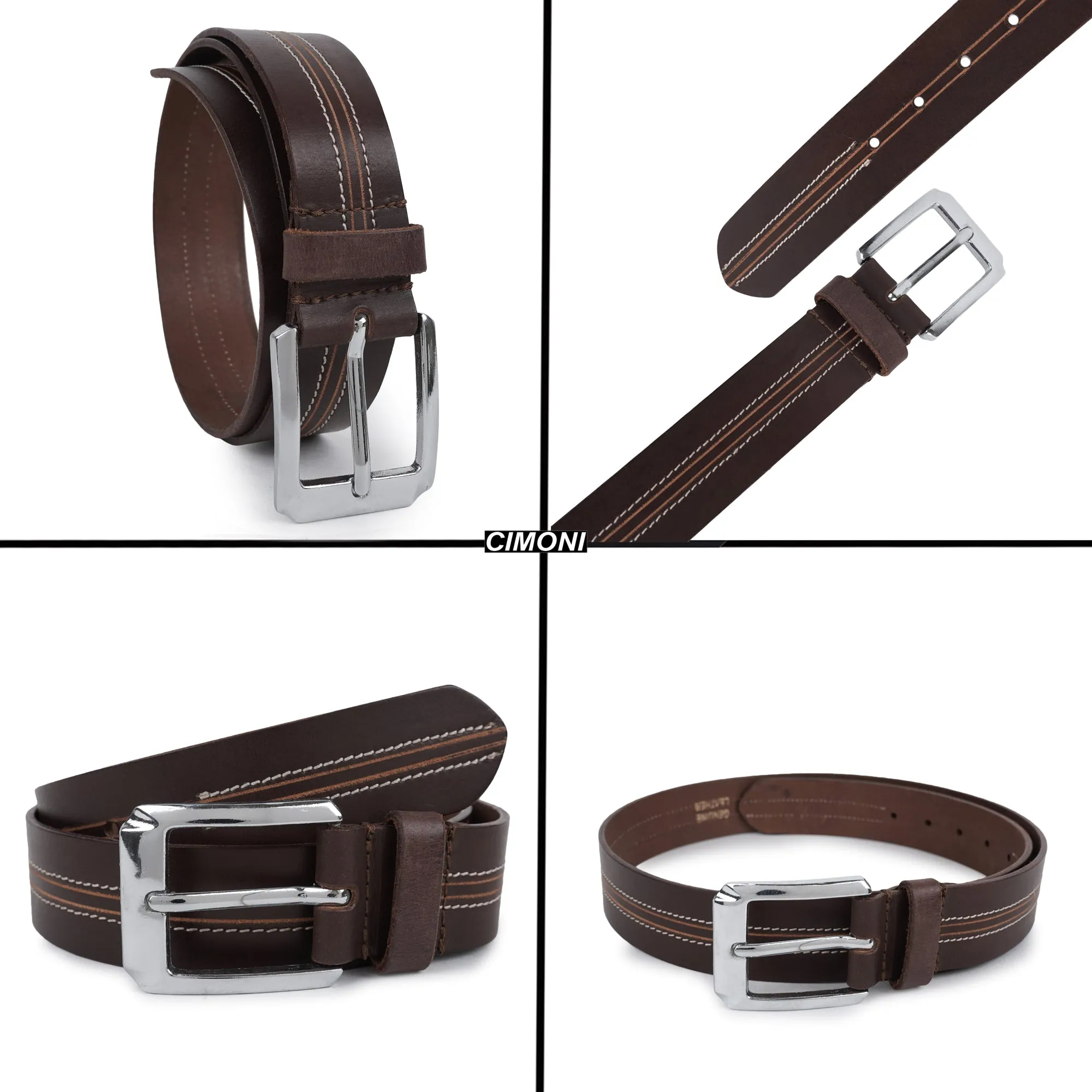 CIMONI Genuine Men's Leather Belt A Perfect Blend of Casual Wear - Metal Buckle Belts ( 1 Year Gurantee)