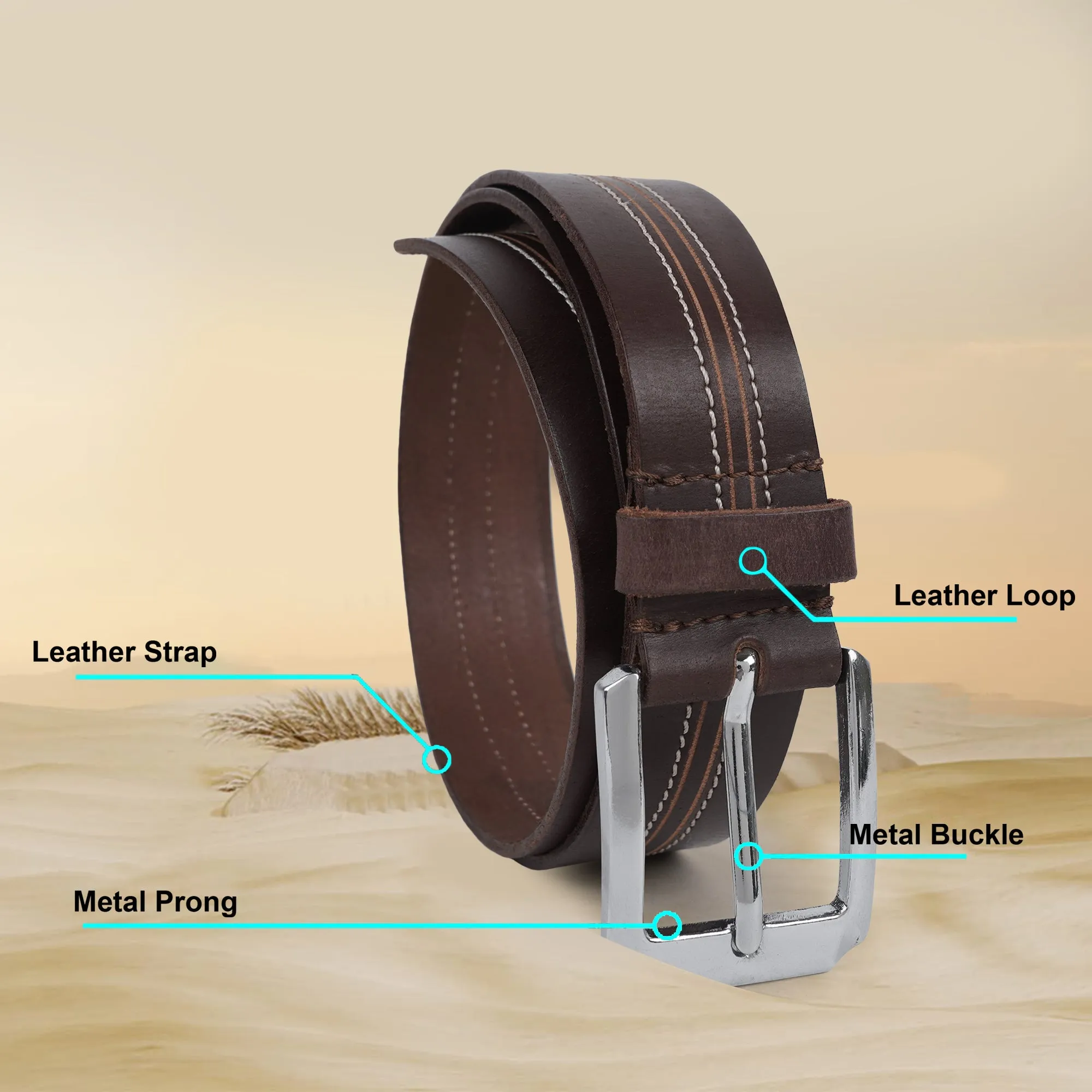 CIMONI Genuine Men's Leather Belt A Perfect Blend of Casual Wear - Metal Buckle Belts ( 1 Year Gurantee)