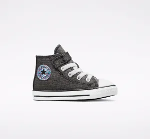 Converse scarpa sneakers da bambina Chuck Taylor All Star Easy-On Glitter 772877C nero bianco