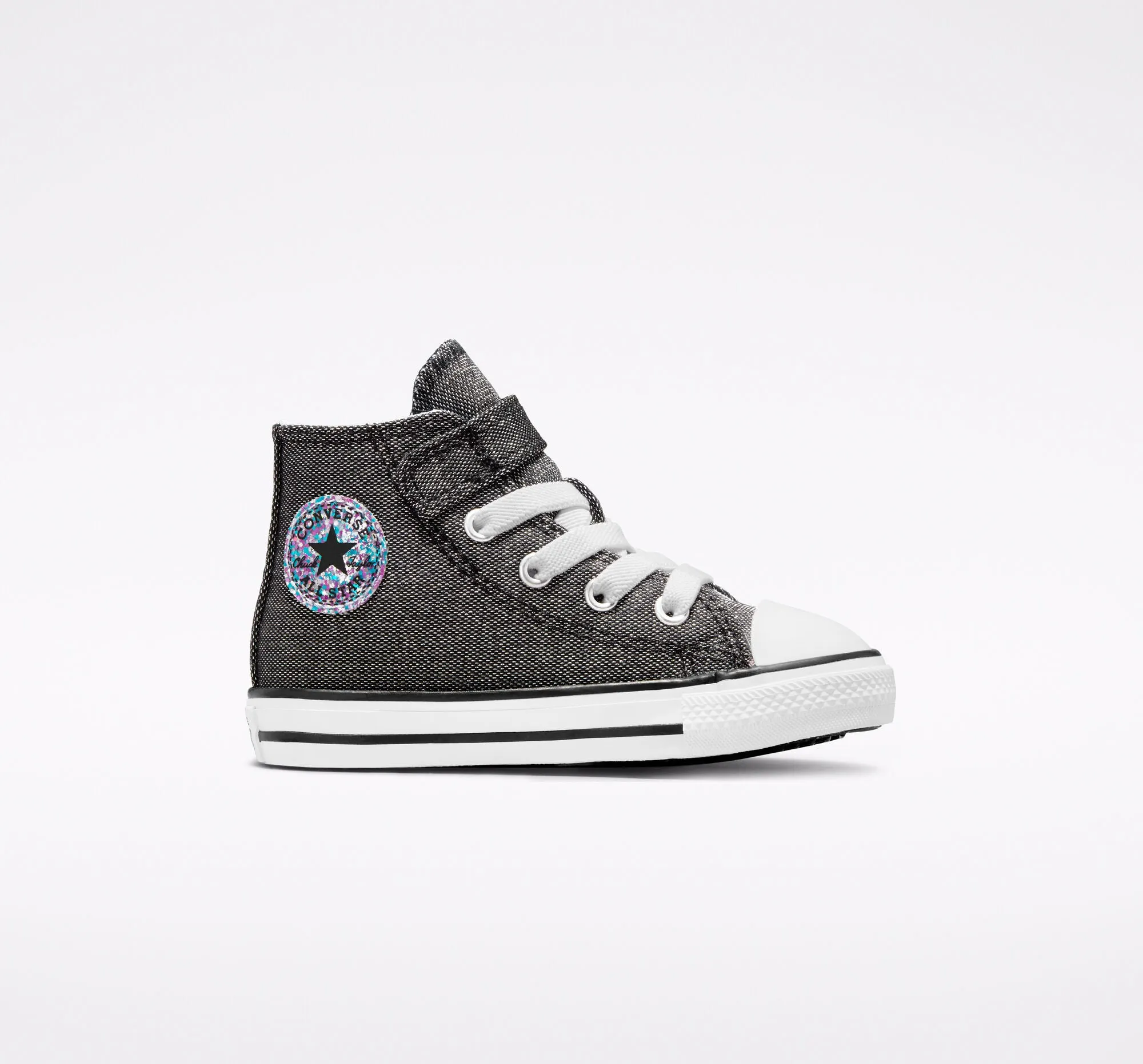 Converse scarpa sneakers da bambina Chuck Taylor All Star Easy-On Glitter 772877C nero bianco