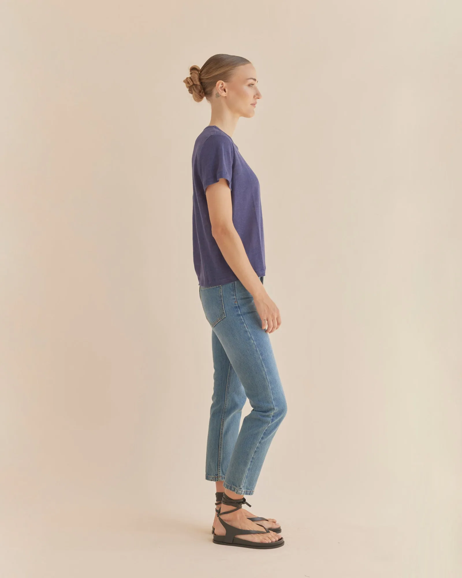 Coogee Linen Crew Neck Tee - Ocean