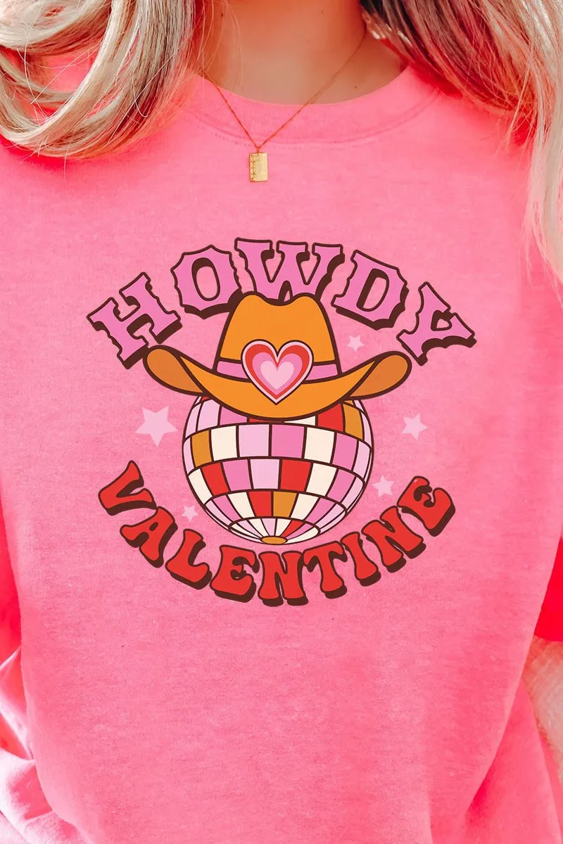 Cowboy Hat Howdy Valentine Heavy-weight Crew Sweatshirt