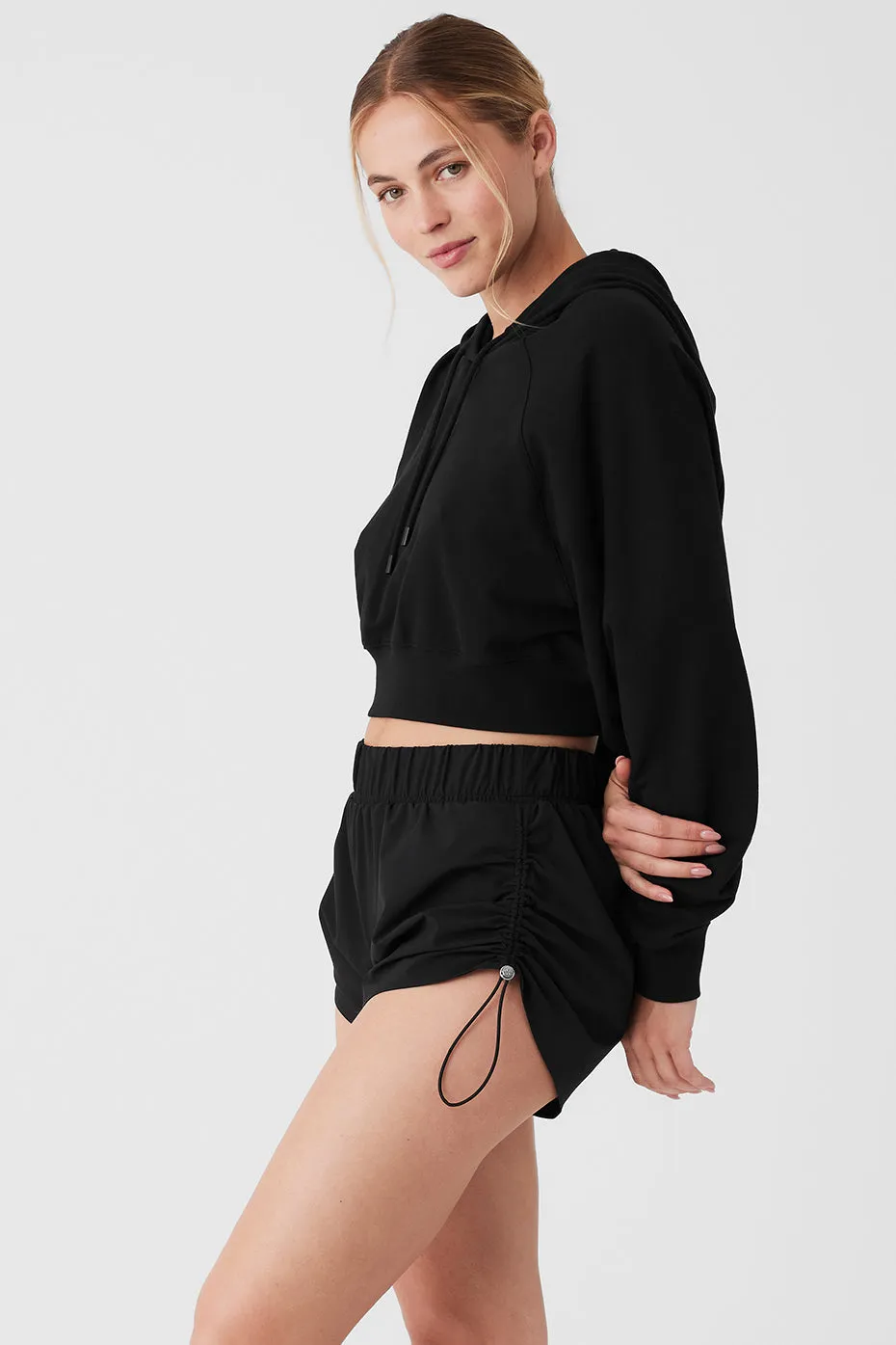 Cropped Double Take Hoodie - Black