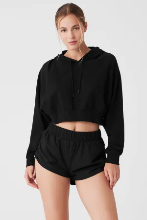 Cropped Double Take Hoodie - Black