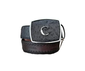 Cuadra BC205 MN Black Ostrich Laser & Woven Belt