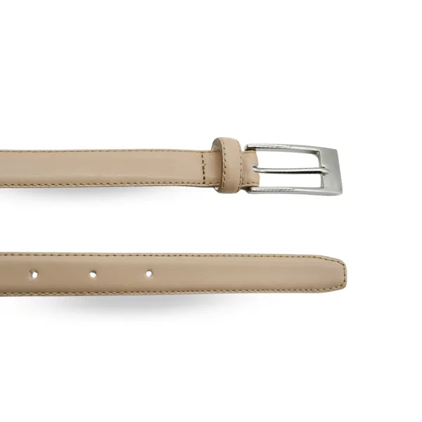 DEANEEN - Women's Nude Beige Genuine Leather Skinny Belt