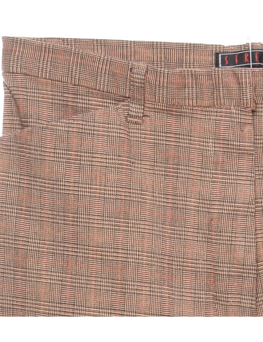 Dogtooth Check Light Brown Trousers - W28 L29