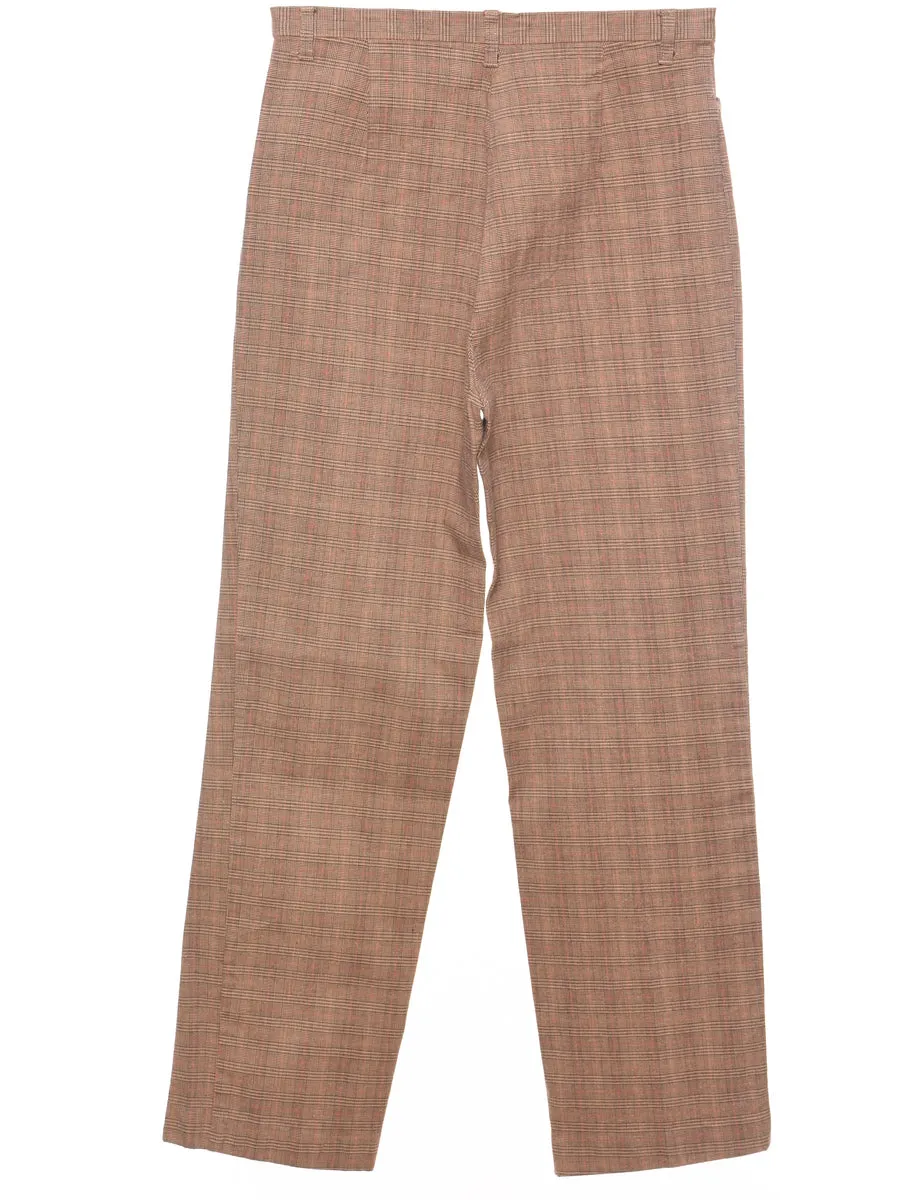 Dogtooth Check Light Brown Trousers - W28 L29