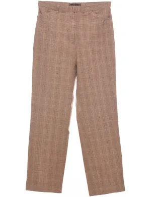 Dogtooth Check Light Brown Trousers - W28 L29