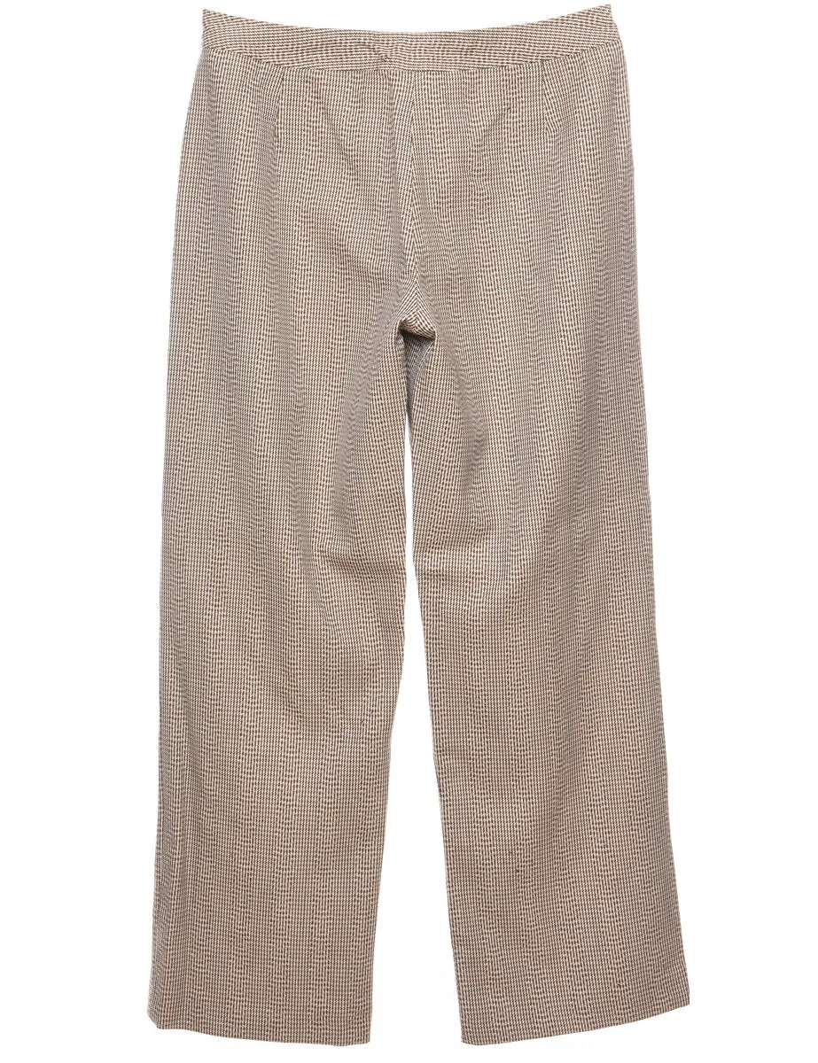 Dogtooth Light Brown & Off-White Trousers - W32 L31