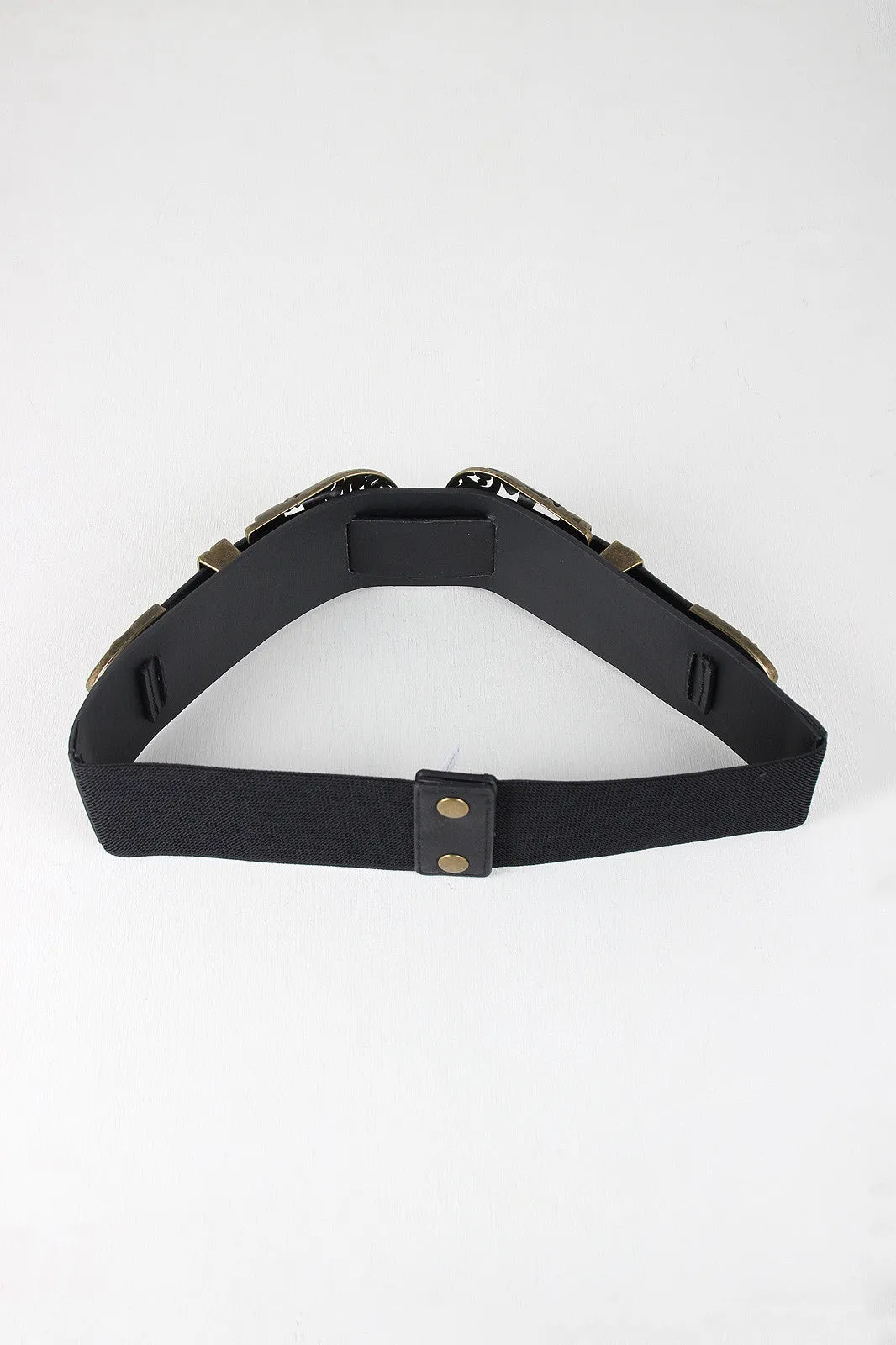 Double Buckle Etched Cutout Belt