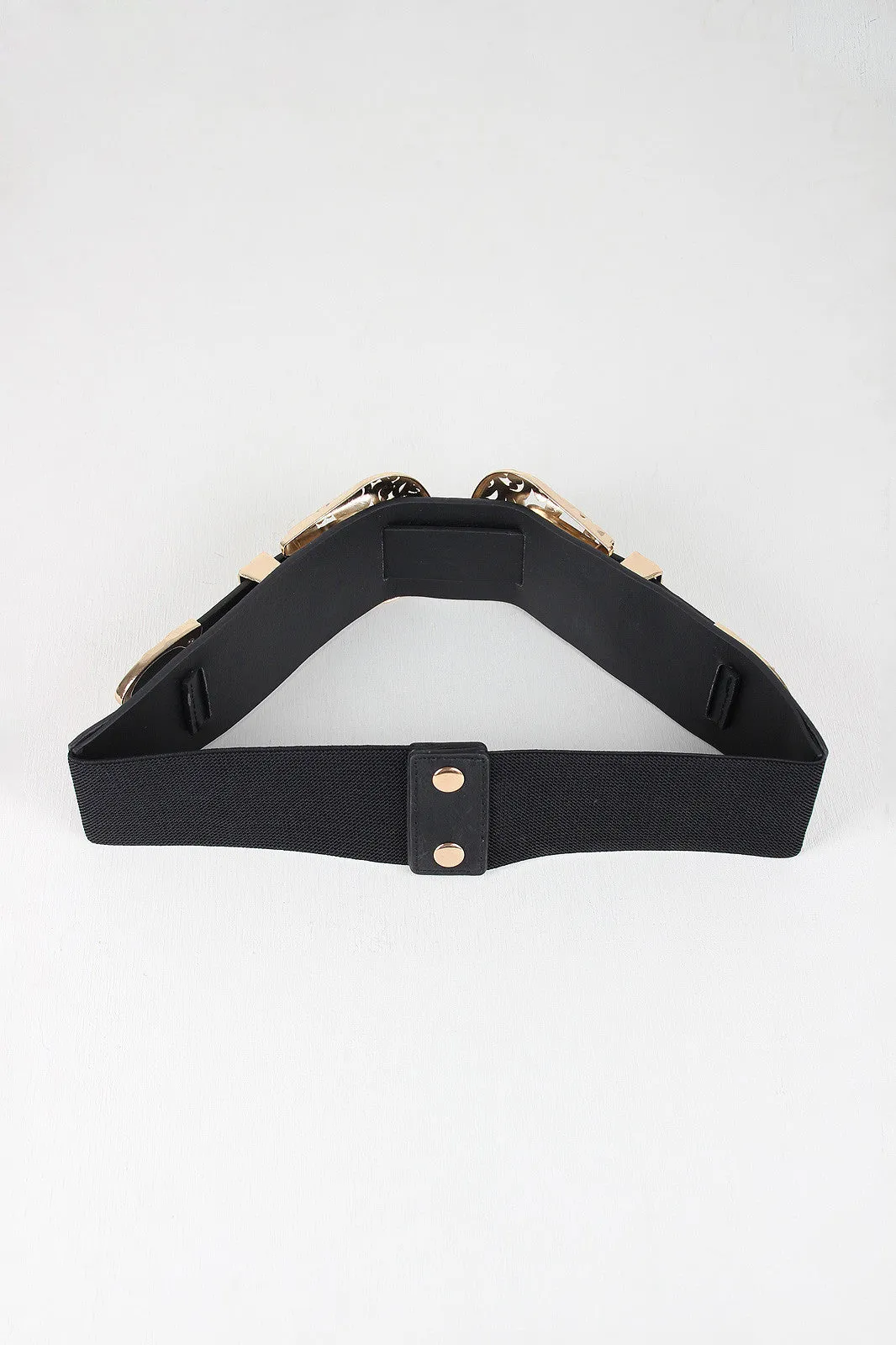 Double Buckle Etched Cutout Belt