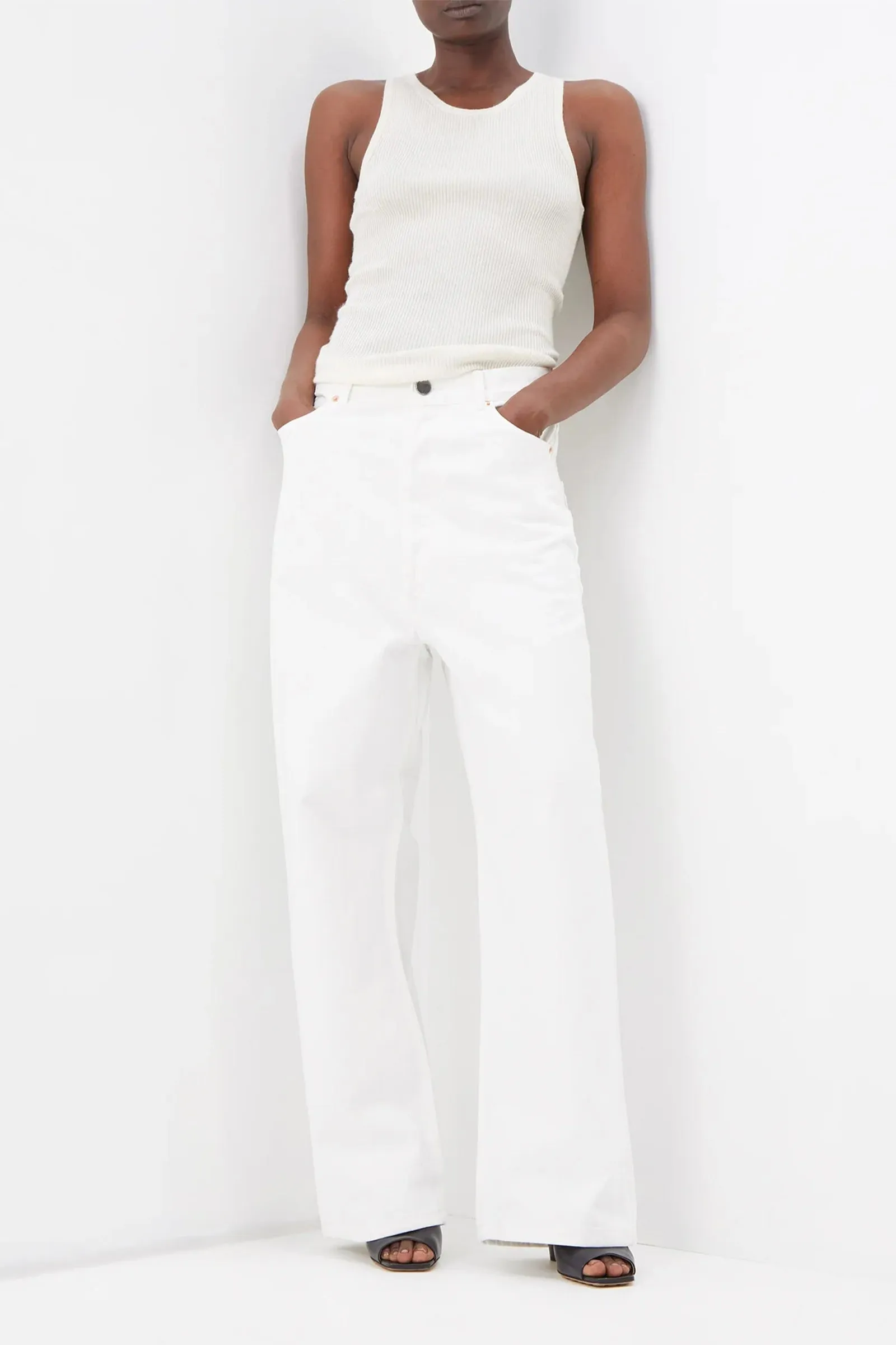 Drop Organic-Cotton White Low-Rise Baggy Jeans