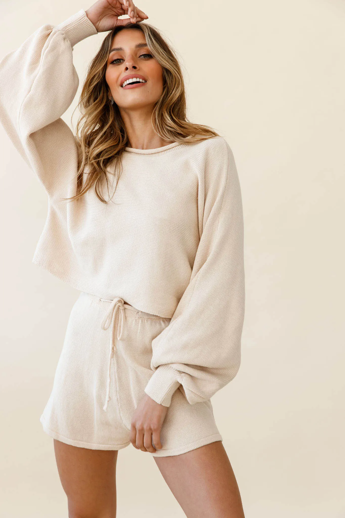 Easy Breezy Long Sleeve Midi Sweater Beige