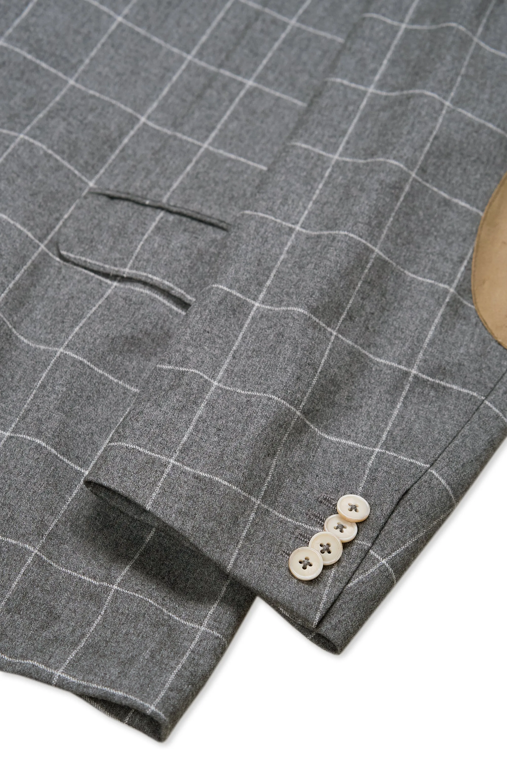 Eredi Pisano Light Grey Windowpane Wool/Cashmere Suit