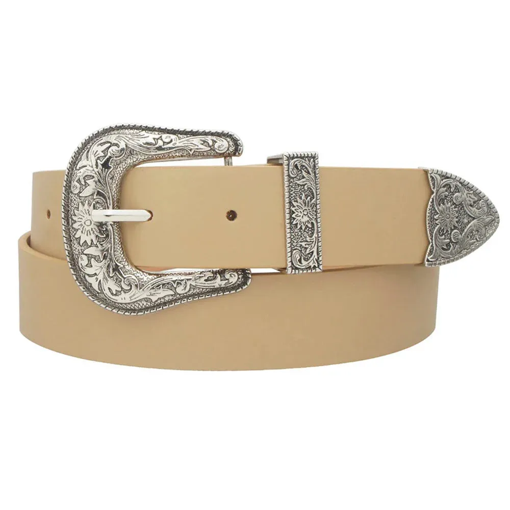 Floral Western Buckle Belt