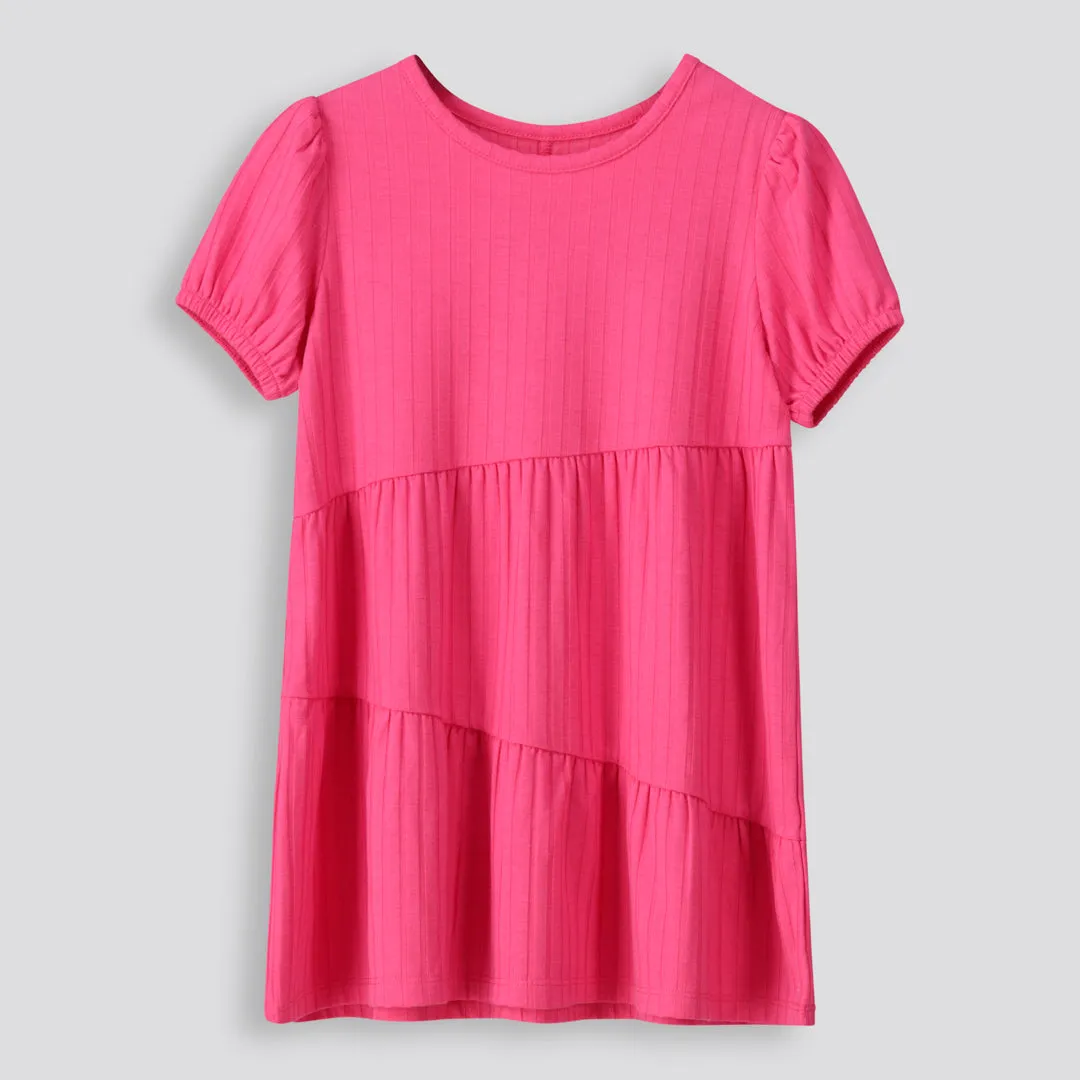 Girls Ribbed  Short Dress _ 153419 _ Pink