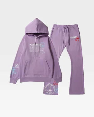 Globetrotter Hoodie & Sweats Set in Purple