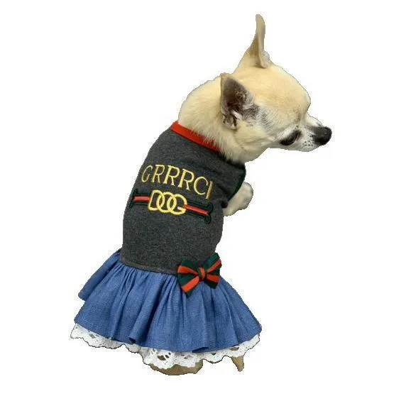 GRRRCI Vintage Black Denim Dog Dress