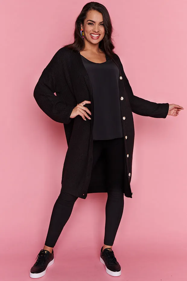 Hemi Black Longline Cardi