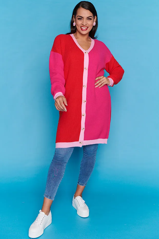 Hemi Colourblock Longline Cardi