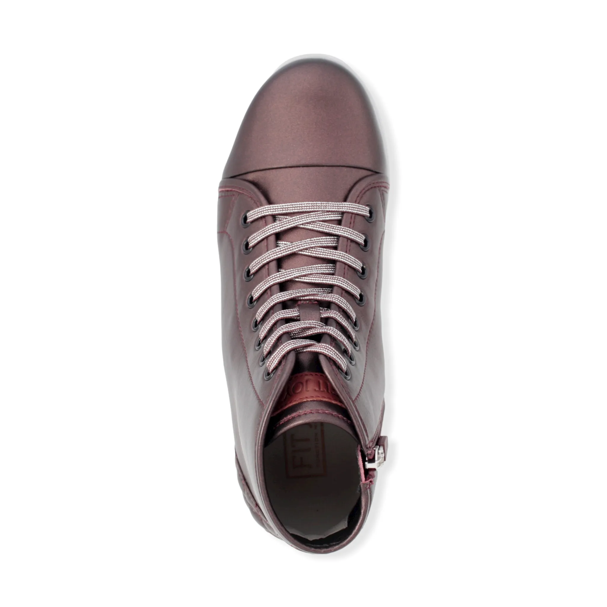 High-cut lace-up sheepskin leather sneakers with zipper  #FJ085