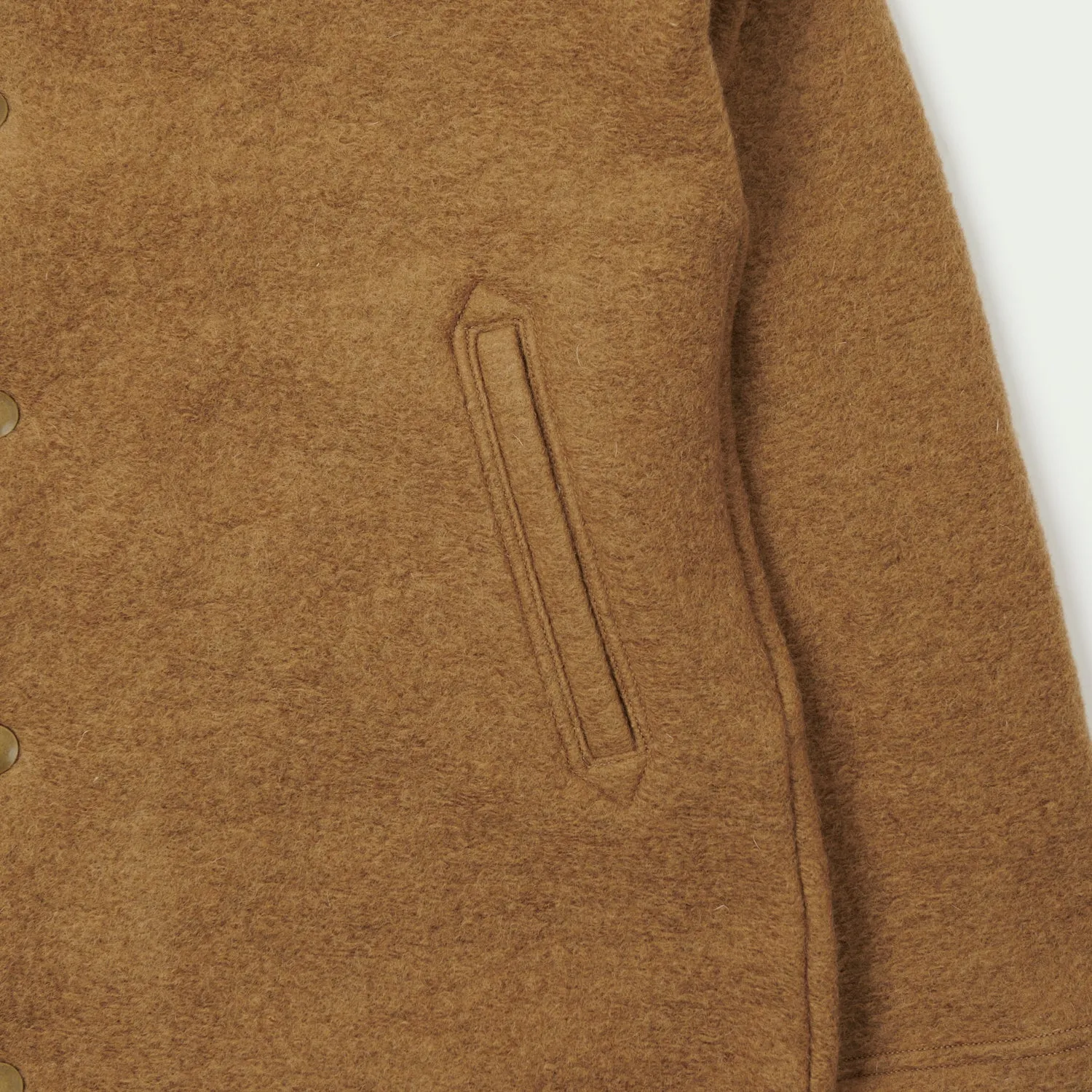 Jackman JM8278 Wool Collarless Cardigan - Camel