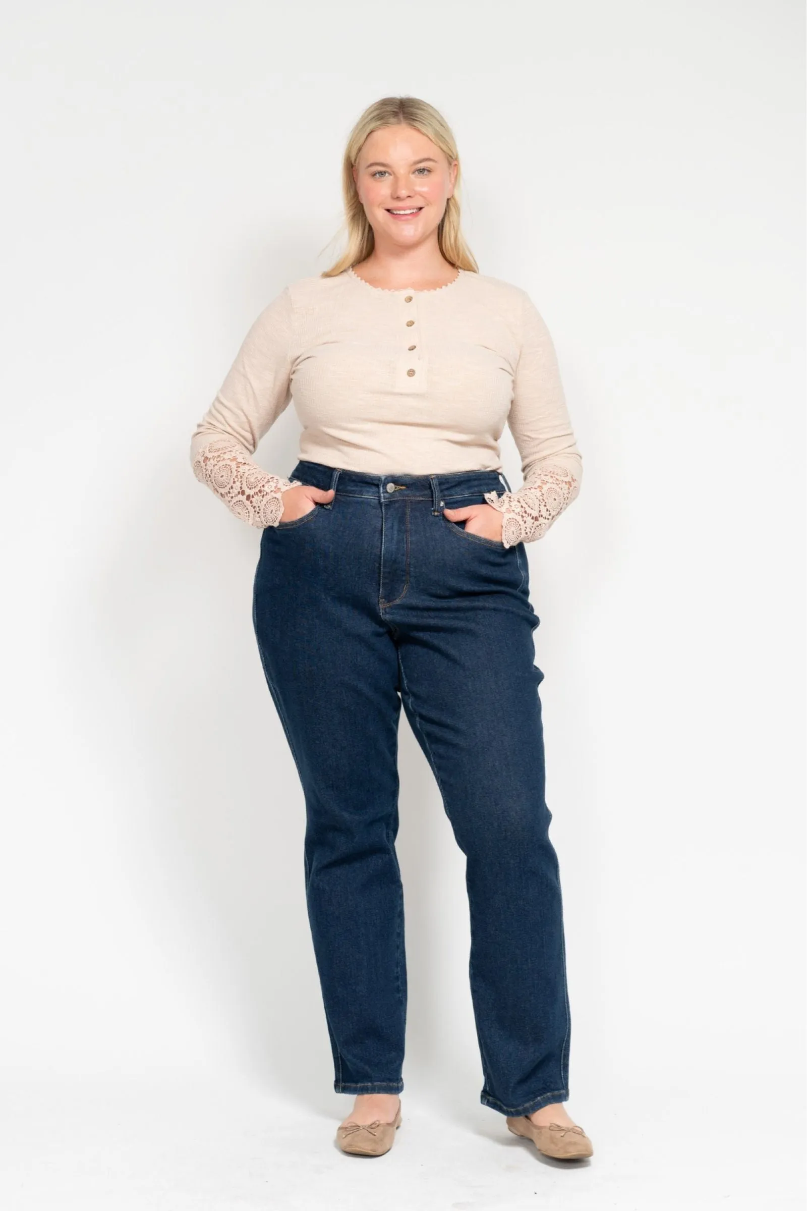 Judy Blue Reg/Plus High Waist Tummy Control Classic Straight Jeans