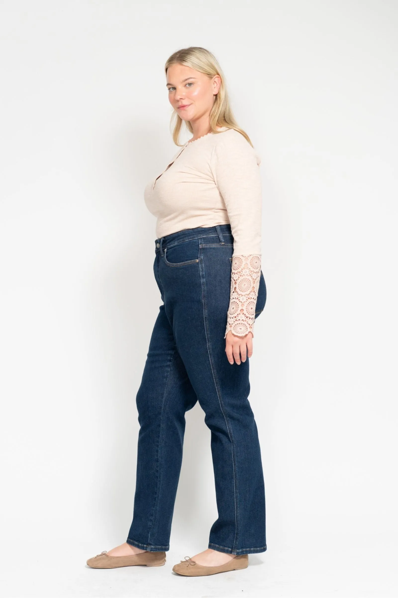 Judy Blue Reg/Plus High Waist Tummy Control Classic Straight Jeans