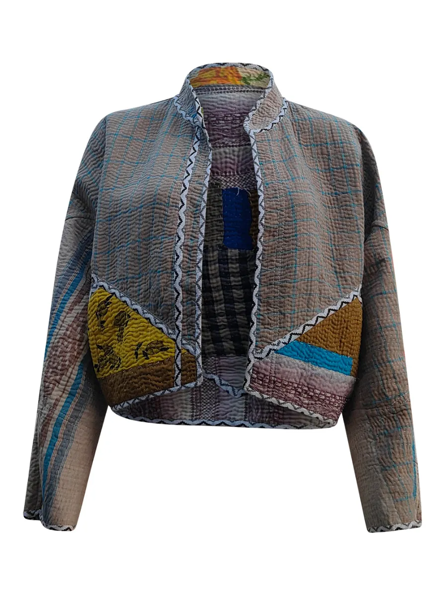 kantha vintage crop jacket dai