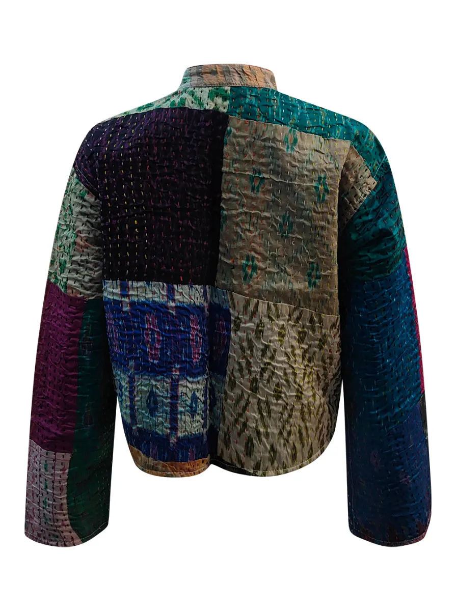 kantha vintage silk crop jacket krishi