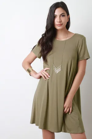 Lace Up Open Back Tee Shirt Dress